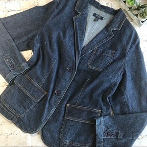 Izod Jeans Dark Wash Denim Jean Blazer Jacket 1X
